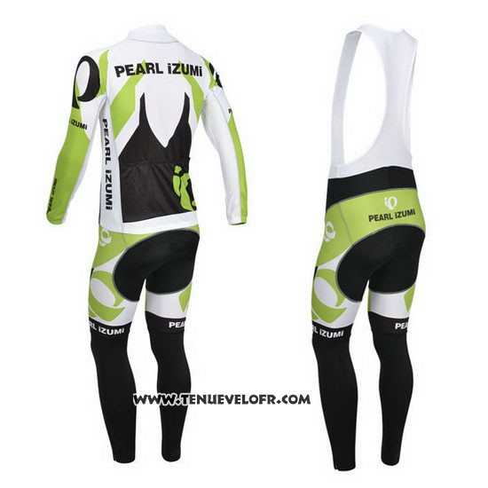 2013 Maillot Ciclismo Pearl Izumi Blanc et Vert Manches Longues et Cuissard